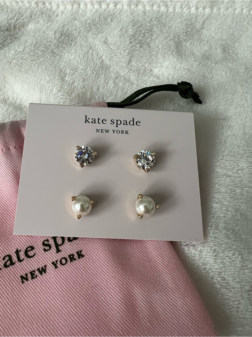 kate spade Pearl and Crystal Stud Earring Duo in White and Gold